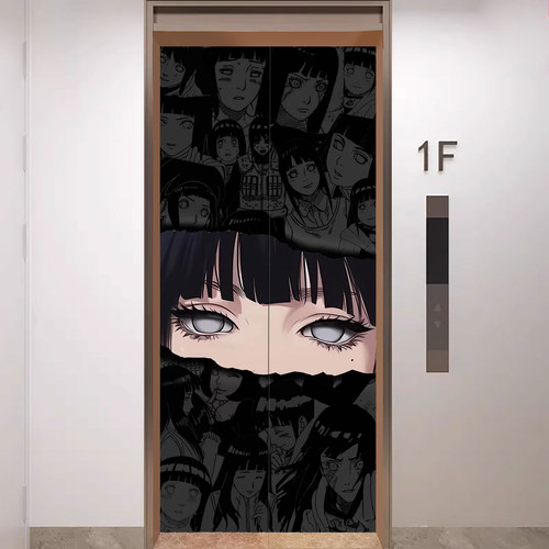 动漫卡通贴门贴纸火影忍者电梯楼梯门装饰贴膜防水自粘画玻璃贴纸