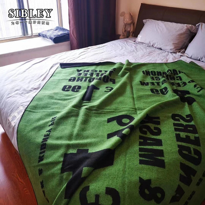Sibley羊绒毛毯绿色数字客厅办公室午睡毯子沙发毯轻奢高级感盖毯