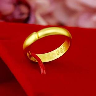 正品越南沙金男女士戒指久不掉色可调节黄金色光面戒指满天星戒指