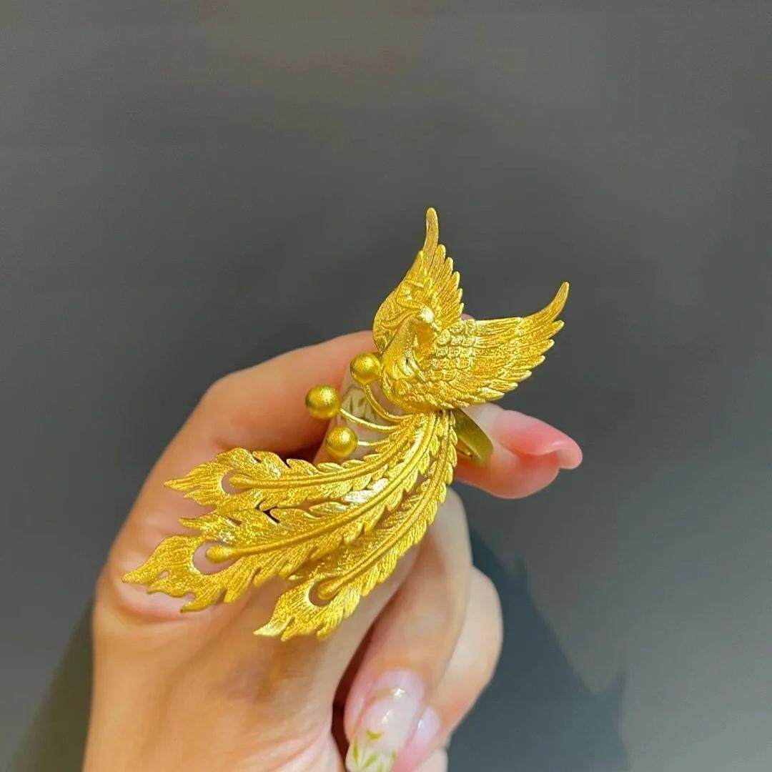 凤凰开口戒指订婚彷真黄图片