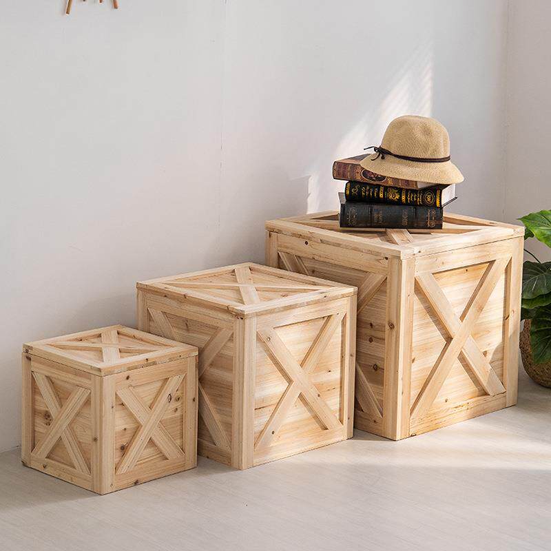 超市陈列道具复古木箱实木收纳箱装饰地推货架木盒红酒储物收藏箱