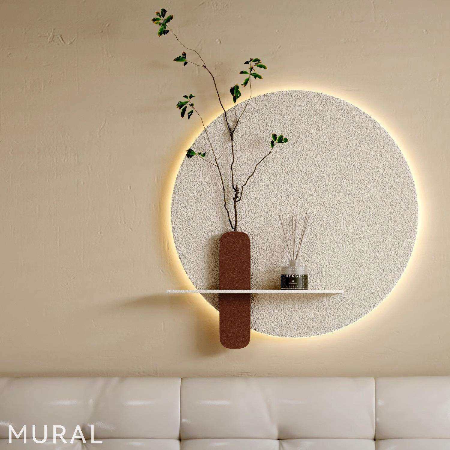 玄关装饰画入户正对门奶油风水培绿植走廊过道挂画客厅感应灯光画