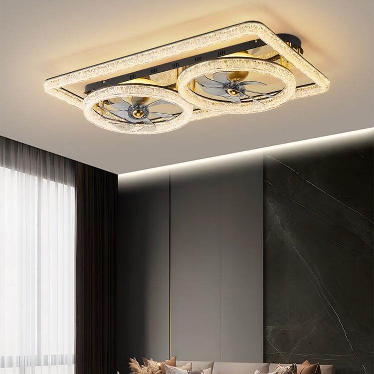 客厅风扇灯吸顶灯轻奢高级感意式极简冰裂纹北欧大厅主灯全屋灯具