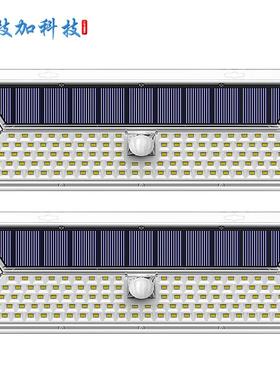 跨境高流明126LED太阳能壁灯三面发光太阳能庭院灯户外灯智能