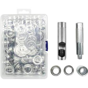 跨境索环孔眼工具套件 100 套索环孔眼带收纳盒(内径 17mm)