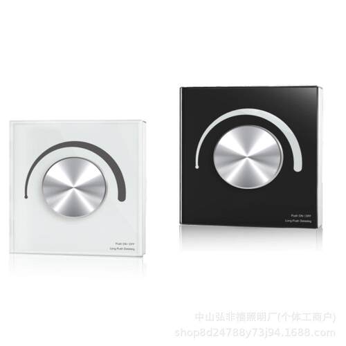 86型 0/1-10V PWM 10V过认证钢化玻璃面板旋钮式 黑色白色 调光器