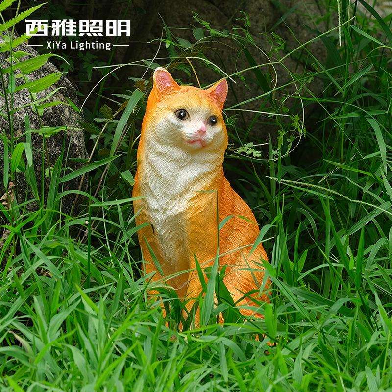花园装饰仿真可爱猫咪灯发光动物灯户外创意摆件灯庭院地插草坪灯