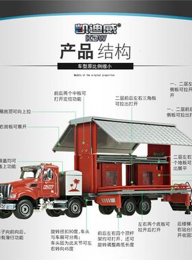 合金双层变形房车工程车模型真男孩折叠旅行车儿童玩具车