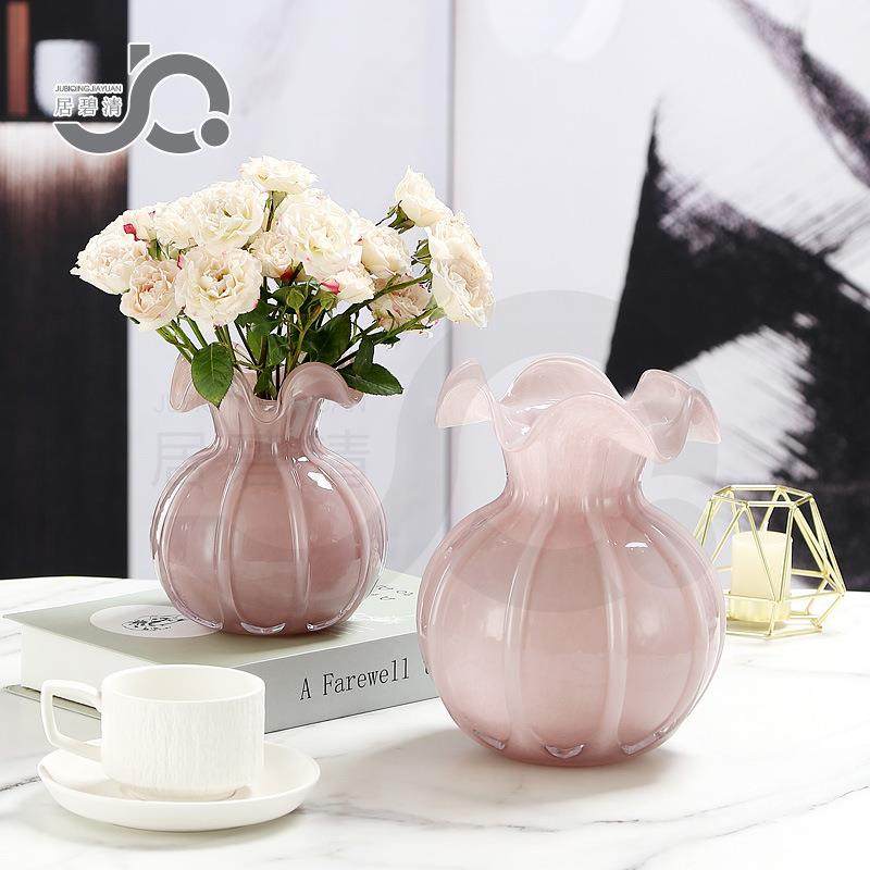 中古芬顿玻璃花瓶琉璃创意钱袋子瓷粉色桌面客厅插花装饰花器摆件,家居饰品,花瓶,淘宝优惠券,粉丝福利购,淘宝优惠卷
