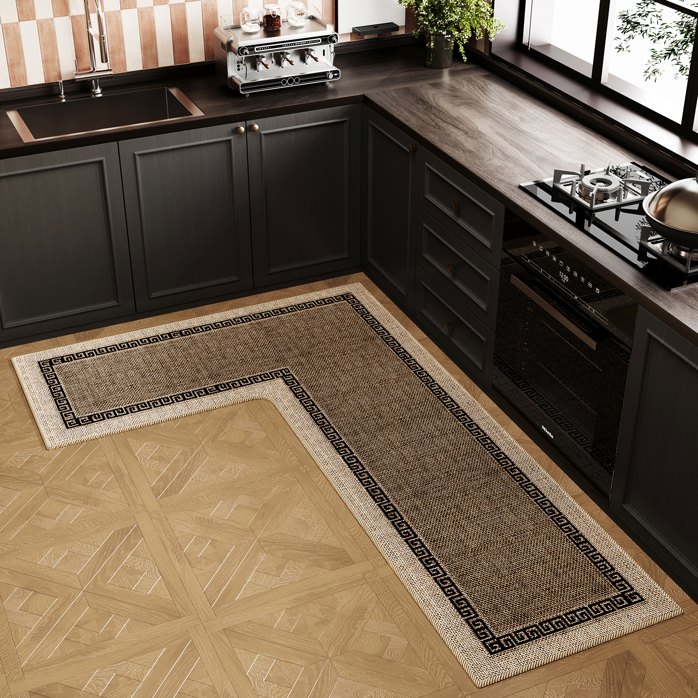 青彩季厨房耐磨耐用连体地垫