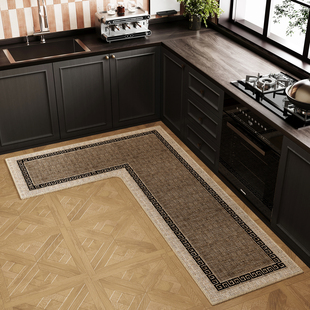 厨房L型专用地垫2025新款 圈绒加厚防滑吸水吸油转角连体耐脏脚垫