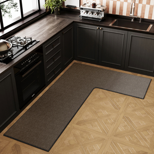 厨房地垫L型一体防滑吸油吸水地毯可水洗家用连体垫子耐脏脚垫