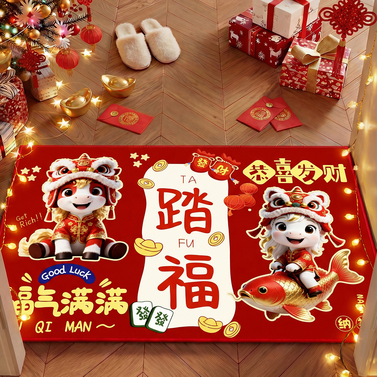 地垫入户门垫进门门口玄关脚垫2026马年新年红色喜庆不卡门地毯,居家布艺,入户地垫,淘宝优惠券,粉丝福利购,淘宝优惠卷
