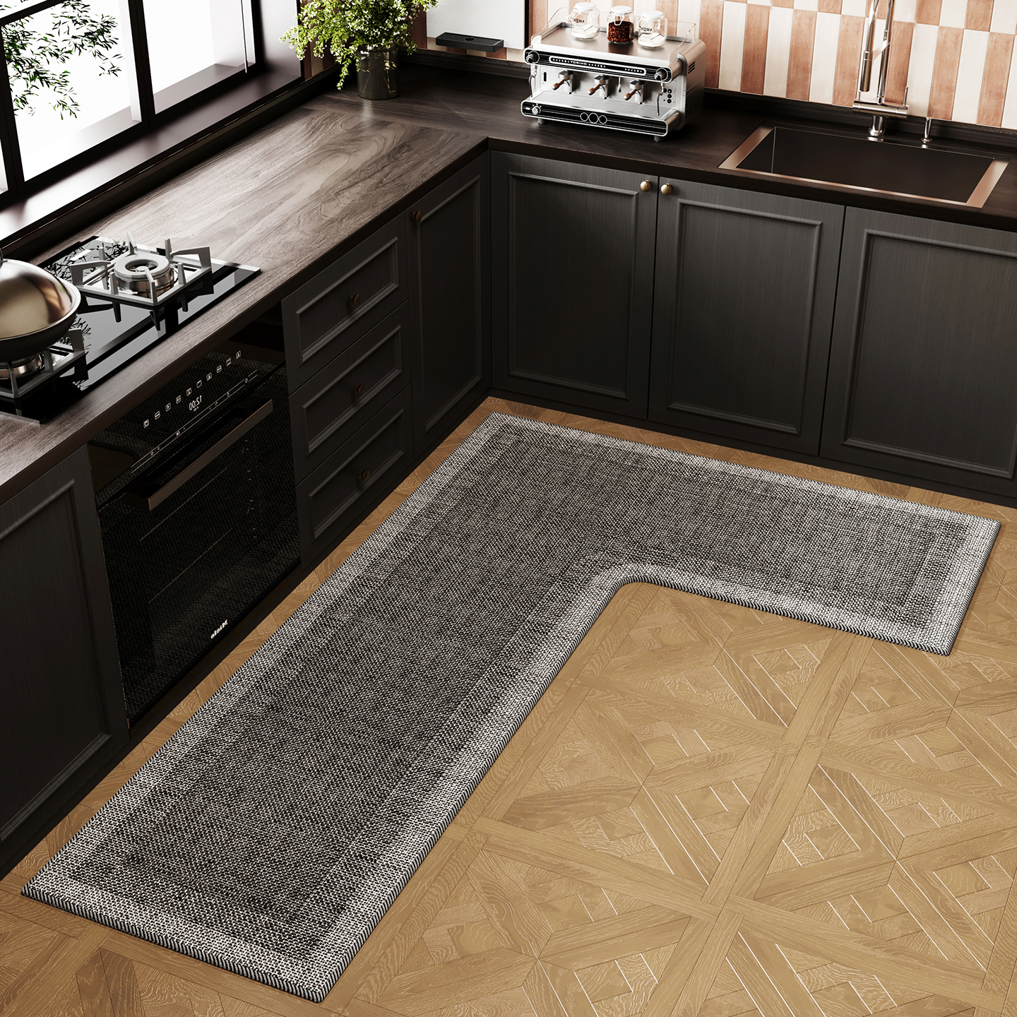 青彩季厨房耐磨耐用连体地垫