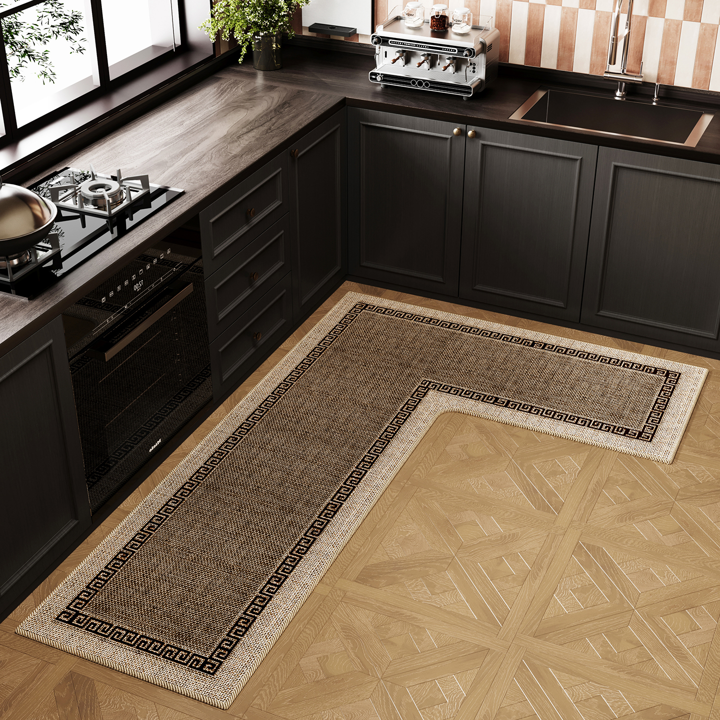 青彩季厨房耐磨耐用连体地垫