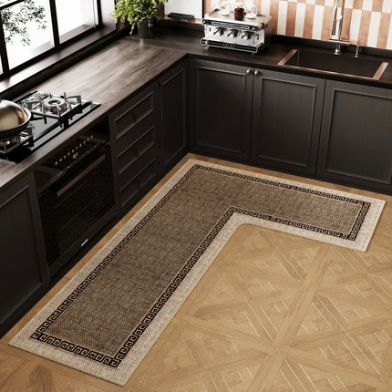 加厚连体厨房地垫2025防滑耐脏专用吸水脚垫7字形L型垫子耐脏地毯