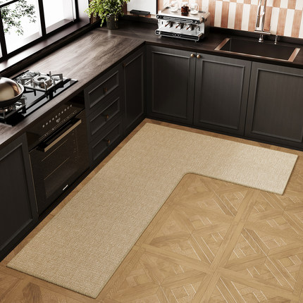 厨房L型连体地垫吸油防滑新款专用吸水脚垫耐脏地毯7字形转角垫子