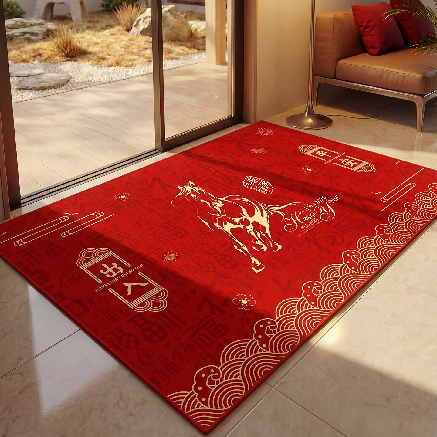 红色进门地垫入户门垫2026马年超薄门口防滑垫新年喜庆地毯不卡门,居家布艺,入户地垫,淘宝优惠券,粉丝福利购,淘宝优惠卷