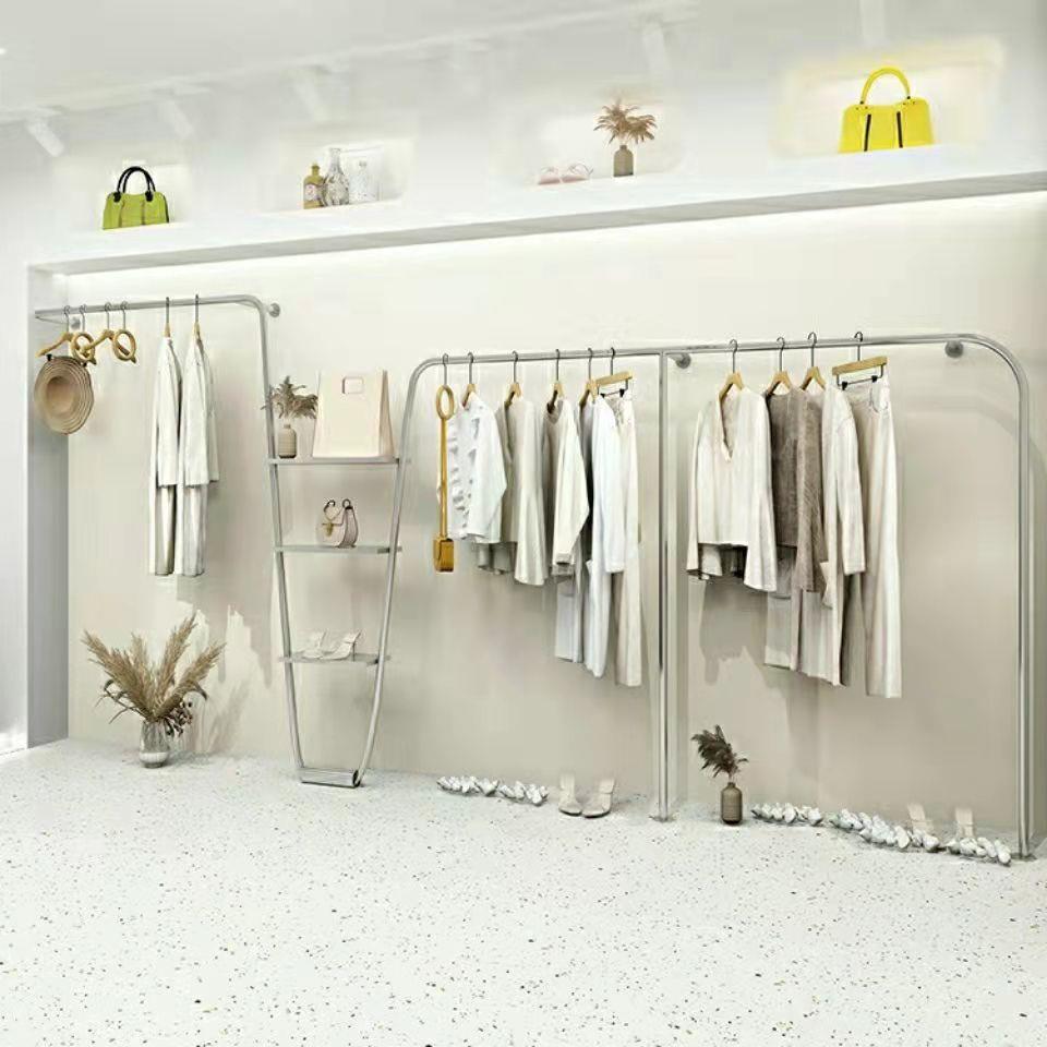 2021网红服装店展示架新款女装上墙货架不锈钢挂衣架好看服装架