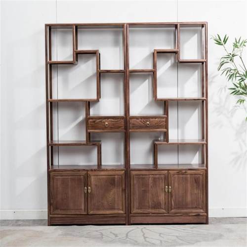 中式博古架实木茶室小置物架客厅收纳展示柜多宝阁办公室隔断玄关