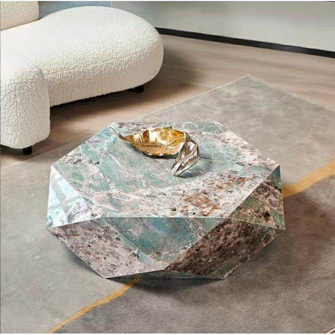 意式轻奢岩板茶几设计师异形现代钻石茶桌子现代简约网红菱形茶台