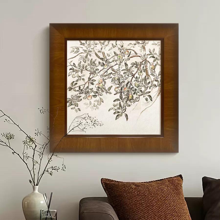 平安果》法式中古风线稿素描装饰画玄关斗柜高级感美拉德卧室挂画