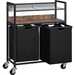 铁木脏衣篓布艺脏衣篮收纳筐盥洗室脏衣分类整理收纳洗衣篮带轮