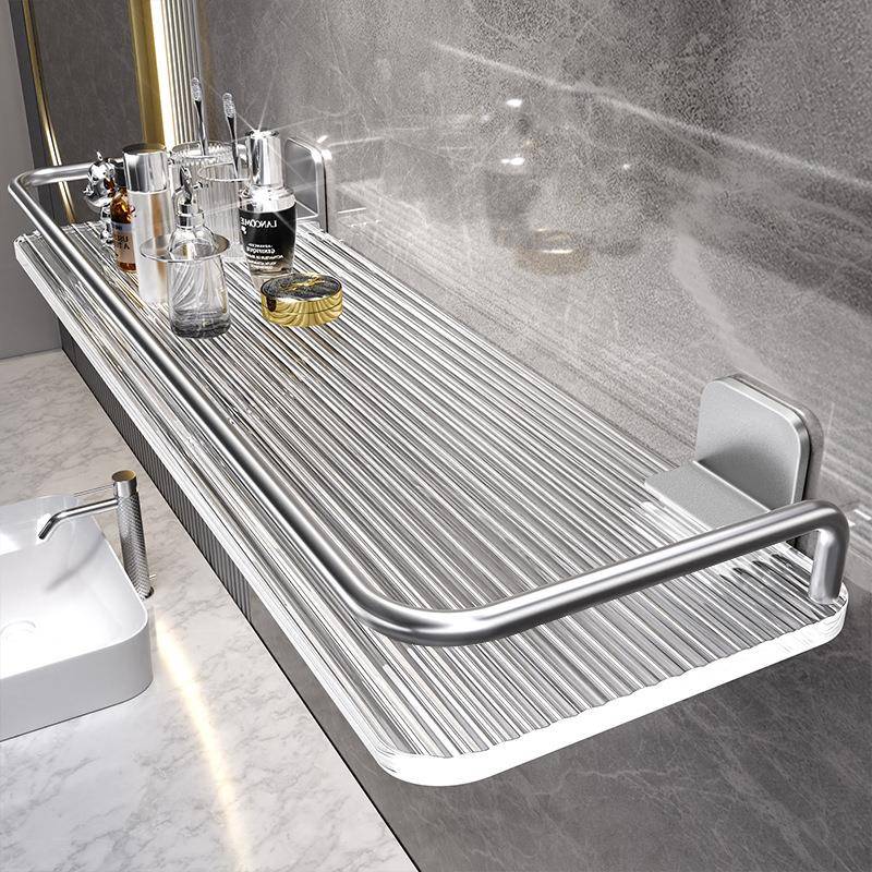 亚克力银色浴室卫生间置物架透明壁挂式洗手间洗澡间洗漱台收纳架