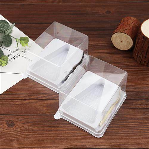 加厚三角形切块慕斯蛋糕盒子千层蛋糕包装盒带叉子透明西点打包盒