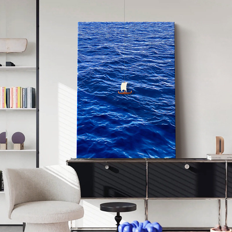 极简小船装饰画一帆风顺玄关入户门客厅挂画简约沙发背景墙装饰画,家居饰品,现代装饰画,淘宝优惠券,粉丝福利购,淘宝优惠卷