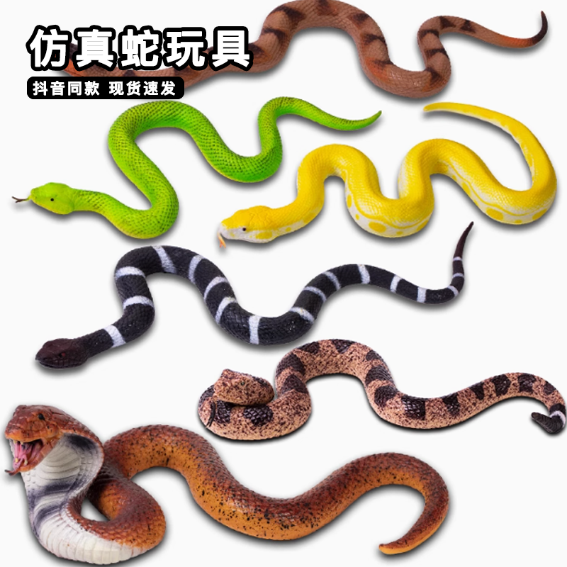 仿真竹叶青银环蛇整蛊玩具逼真响尾蛇黄金蟒恶搞吓一跳塑胶模型