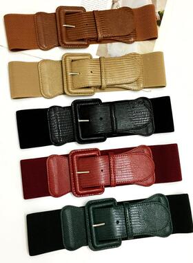 腰封女宽绒配腰饰皮草装饰带松紧WAH服弹力时尚百搭冬季羽黑色卡