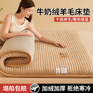 牛奶绒床垫软垫可折叠宿舍u单人家用租房榻榻米冬天加绒羊毛床褥
