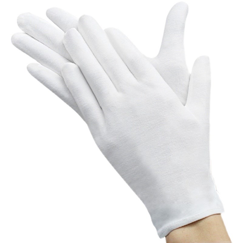 白色礼仪手套白纯棉文玩盘珠布男女干活劳保O耐磨开车工作加厚防
