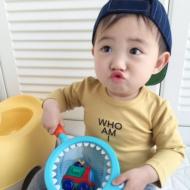 婴童装男童dT恤长袖女童2百搭字母打底衫1-3岁上衣新款0宝宝春装