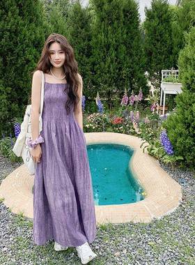 定制5中 复古紫色吊带裙2AAA料面90A-337-P115-K178