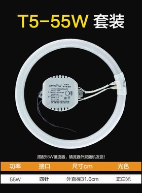 环形灯管22eW32W4n0W55W白光T5T6四针荧光圆形家用吸顶灯节能三基