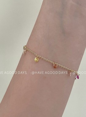 小众彩色锆石项链气质多巴胺x设计感锁骨链颈链高级感轻奢风个性