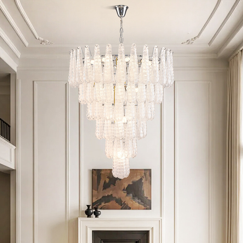 法式水晶灯别墅复式楼梯轻奢玻璃吊灯美式复古客厅餐厅卧室设计师