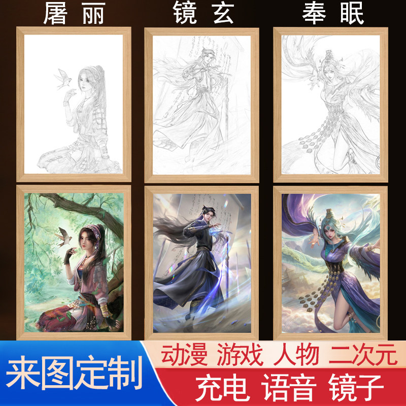 眷思量灯光画镜玄奉眠屠丽动漫二次元周边手办装饰摆件镜子小夜灯