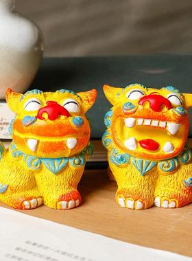 狮三百|喜上眉梢 石敢当办公桌装饰国潮小狮子摆件乔迁新居礼物