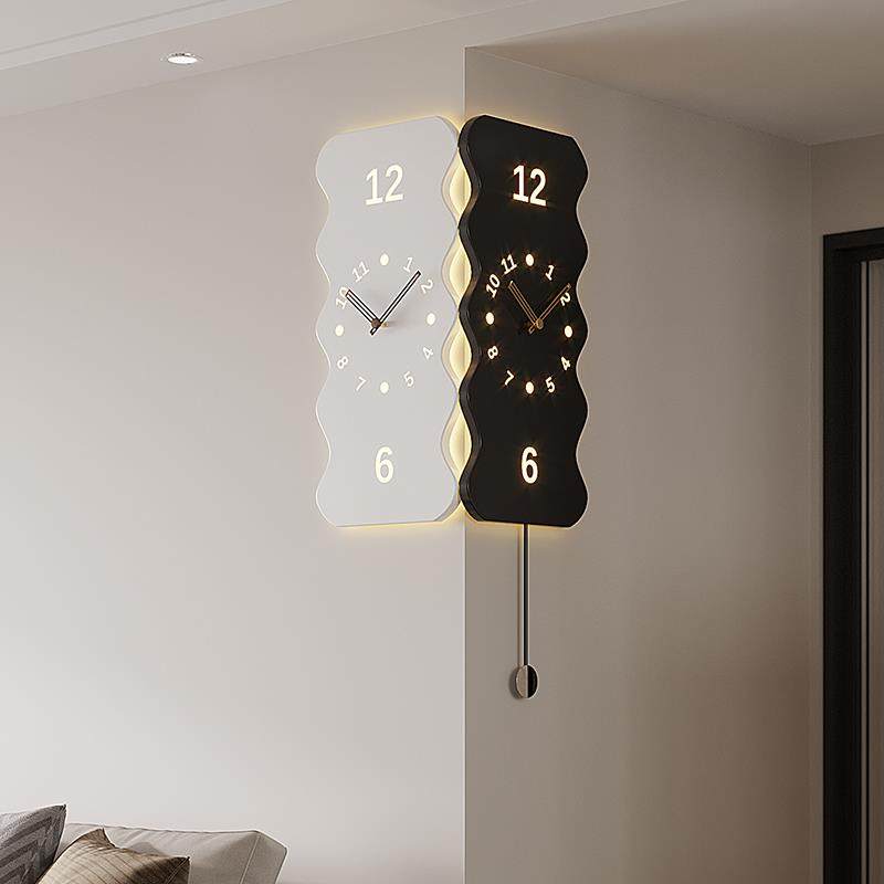 2025新客厅家庭无声角钟现代角双面挂钟休闲餐厅挂钟挂表