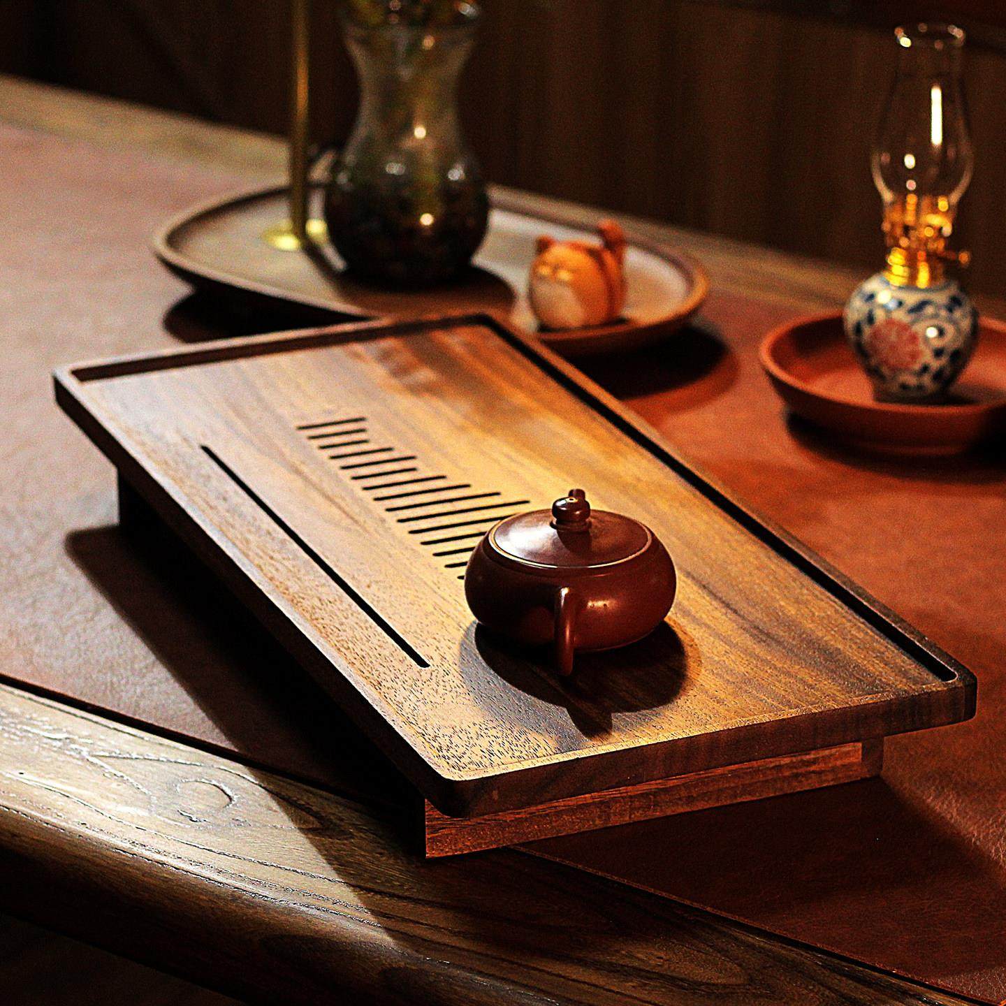 胡桃木实木茶盘整块新中式家用小型干泡台储水式托 托盘抽屉式小,餐饮具,茶盘,淘宝优惠券,粉丝福利购,淘宝优惠卷