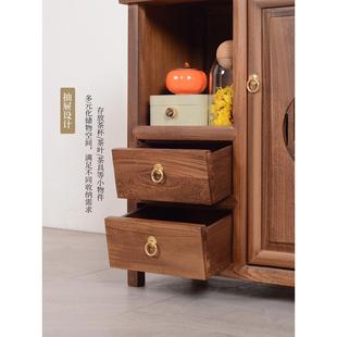 实木茶水柜办公室家用储物柜客厅茶桌一体柜餐边柜老榆木新中式