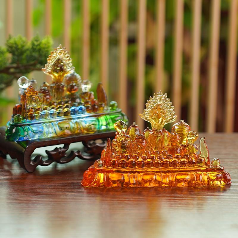 古法琉璃百宝座桌面装饰摆饰密宗法器摩尼宝百宝总集家用供奉用品