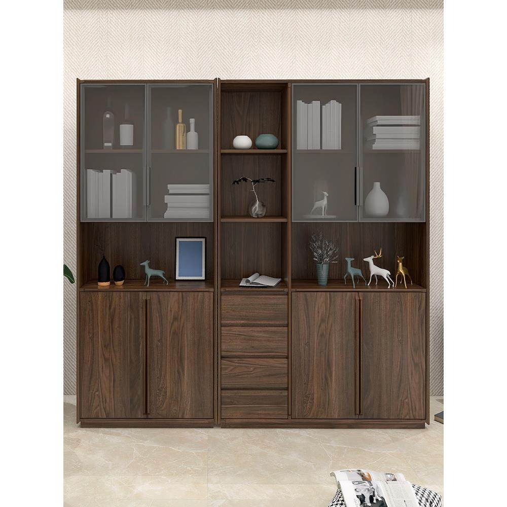 所有实木书柜家庭现代简单轻豪华书柜与玻璃门办公室核桃储物柜,住宅家具,单个书柜,淘宝优惠券,粉丝福利购,淘宝优惠卷