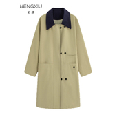 珩绣羽绒风衣女中长款 丽丽姐专享 风衣秋冬双扣加厚外套8802