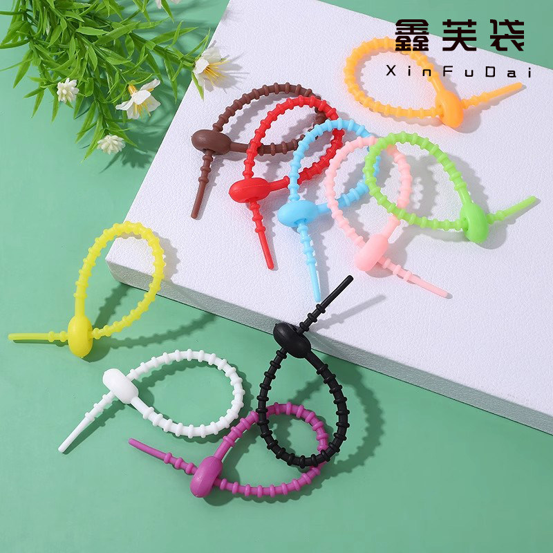 锅铲挂绳餐具绳子挂绳厨房绑带绳矽胶扎带可重覆绕线 线器钥匙扣