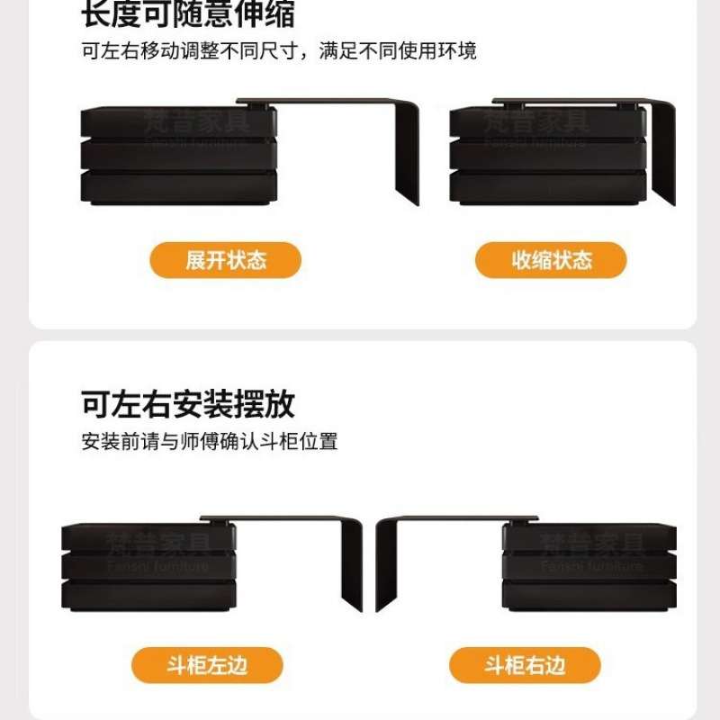 实木黑色梳妆台斗柜一体卧室现代简约电视柜化妆桌组合床尾收纳柜