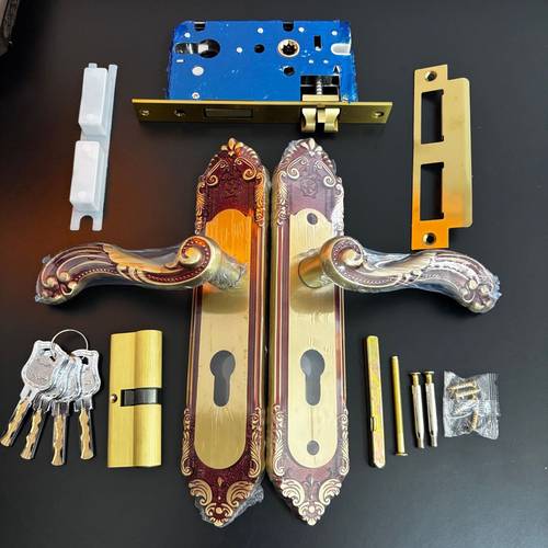 全铜静音实木门锁欧式玫瑰金色纯铜锁室内门锁通用门锁5845铜锁体